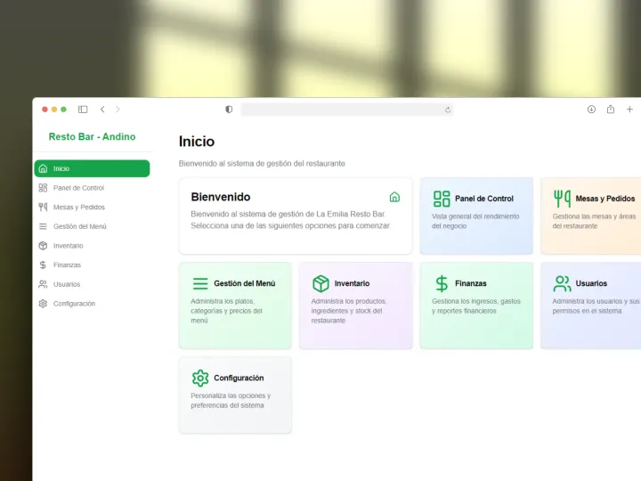 Omni Resto - Vista del Dashboard