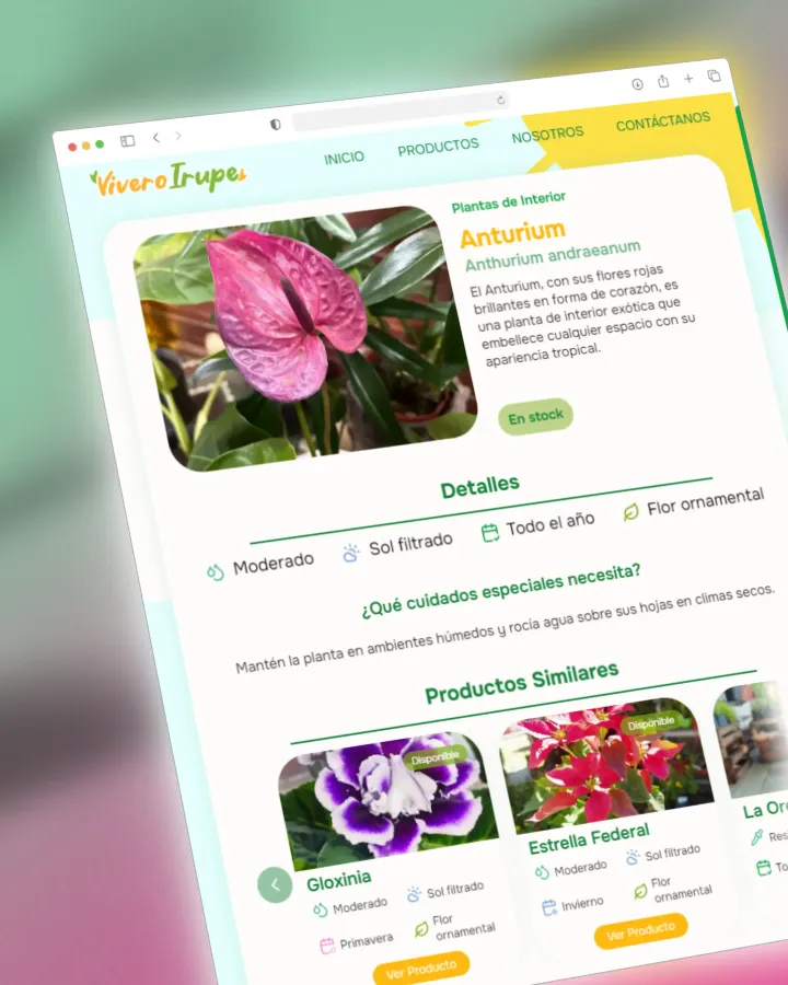Página de Vivero Irupe